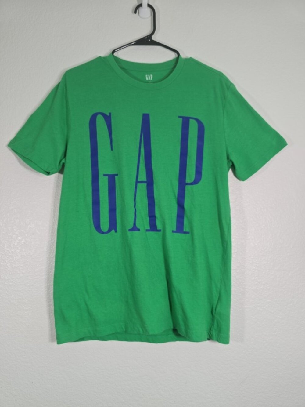 Gap Large Logo T-Shirt Graphic Tee Men Size Medium Green Spellout Crew Cotton